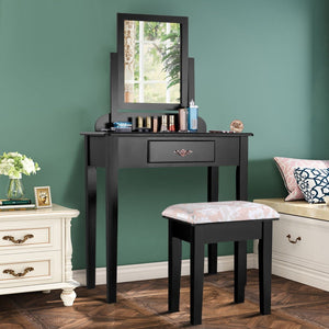 Vanity Dressing Table Stool Set with Large Makeup Mirror view 4