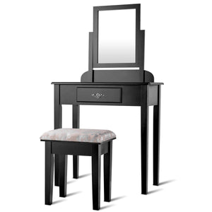 Vanity Dressing Table Stool Set with Large Makeup Mirror view 5