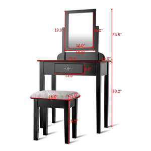 Vanity Dressing Table Stool Set with Large Makeup Mirror view 9