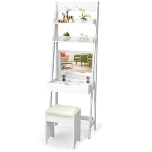 3-in-1 Modern Shelf Vanity Set with Flip Top Mirror and 6 Makeup Organizers view 8