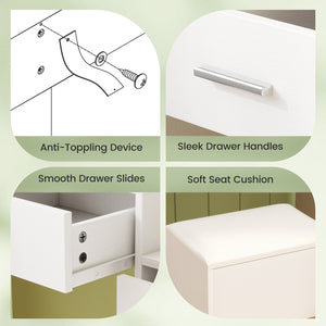 Makeup Table and Stool Set with Hair Dryer Stand-White view 9