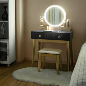 Makeup Vanity Table Set 3 Color Lighting Dressing Table-Black view 3