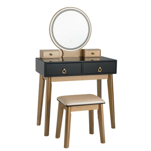 Makeup Vanity Table Set 3 Color Lighting Dressing Table-Black view 4