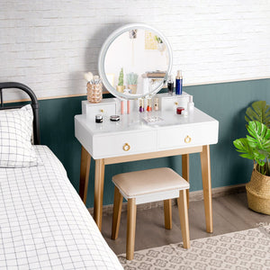 Set 3 Makeup Vanity Table Color Lighting Jewelry Divider Dressing Table-White view 9