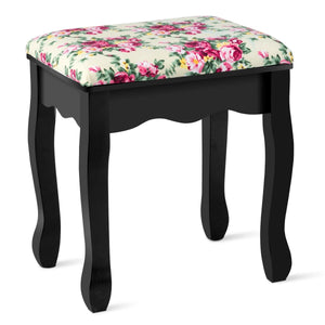 Makeup Vanity Table Set Girls Dressing Table with Drawers Oval Mirror-Black view 8