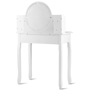 Makeup Vanity Table Set Girls Dressing Table with Drawers Oval Mirror-White view 6