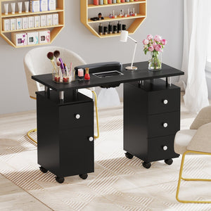 Manicure Table Nail Desk with Electric Dust Collector and 3 Dust Bags-Black view 2