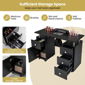 Manicure Table Nail Desk with Electric Dust Collector and 3 Dust Bags-Black view 9