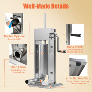 Manual Sausage Stuffer with 2 Speeds & 4 Stuffing Tubes for Commercial Home-5 L view 5