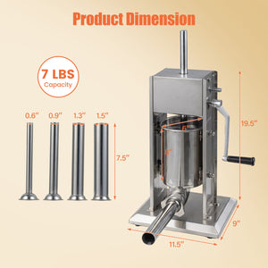 Manual Sausage Stuffer with 2 Speeds & 4 Stuffing Tubes for Commercial Home-3 L view 4