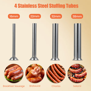 Manual Sausage Stuffer with 2 Speeds & 4 Stuffing Tubes for Commercial Home-3 L view 7