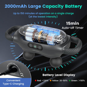 Massage Gun Deep Tissue with 3 Switchable Massage Heads and 3 Modes-Black view 4