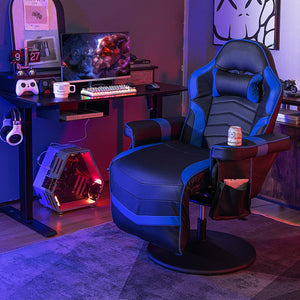 Massage Video Gaming Recliner Chair with Adjustable Height-Blue view 2