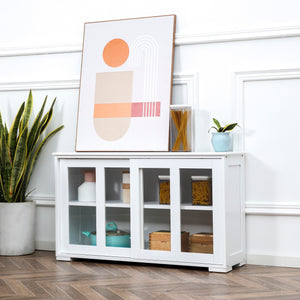 Modern Kitchen Sideboard, Stackable Storage Cabinet, Sliding Glass Door Console – view 21