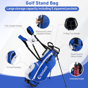 Men's Complete Golf Clubs and Bag Set with Headcovers and Putter-Blue view 9