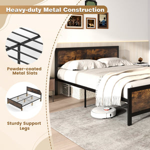 Metal Bed Frame with Headboard and Footboard-Queen Size view 6