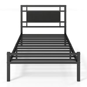 Metal Bed Frame with Upholstered Headboard-Twin Size view 4