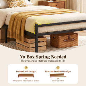Metal Bed Frame with Upholstered Headboard-Twin Size view 7