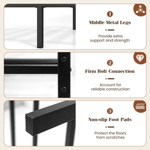 Metal Bed Frame with Upholstered Headboard-Twin Size view 9