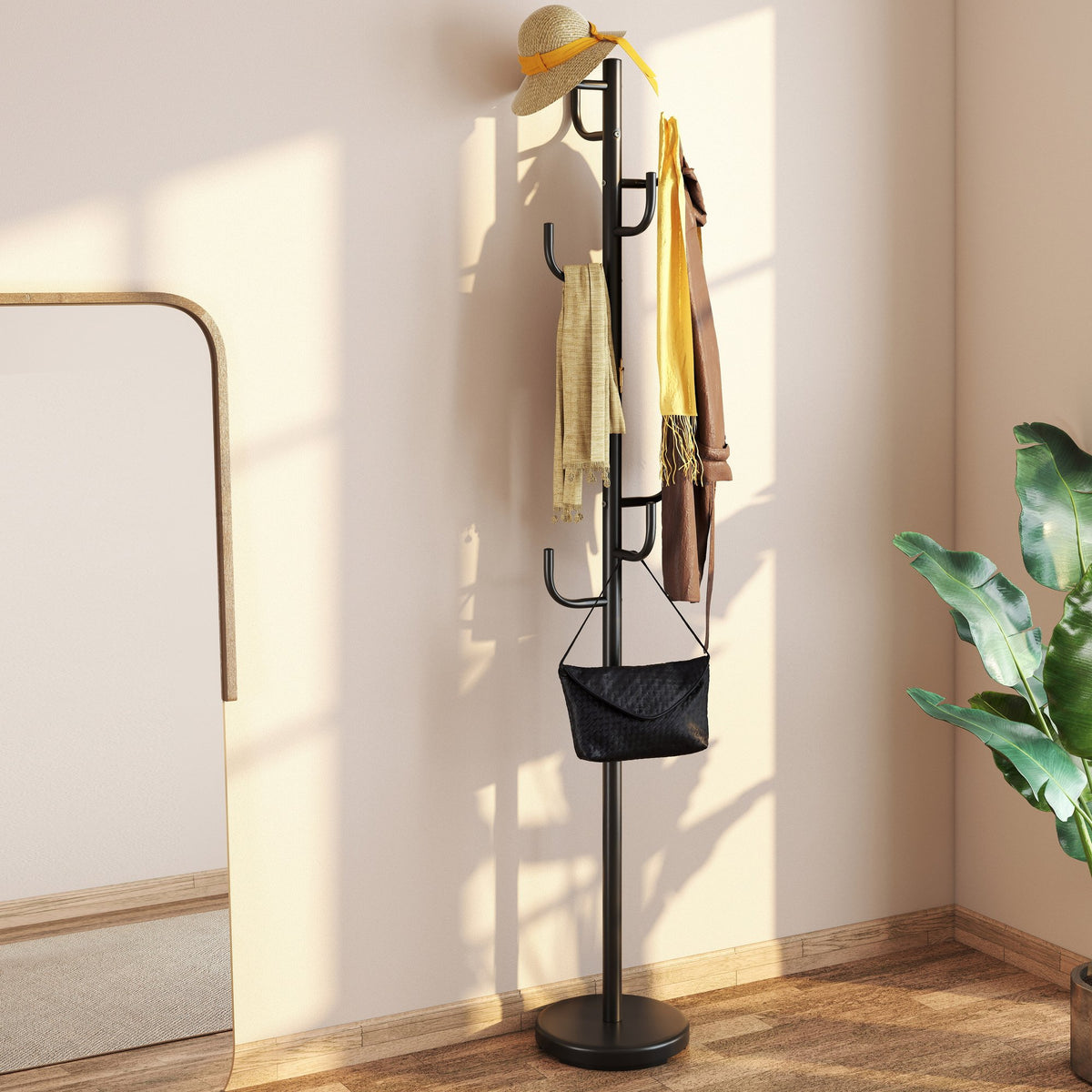 Metal Coat Rack Stand with 8 Sturdy Hooks and Metal Base view 2