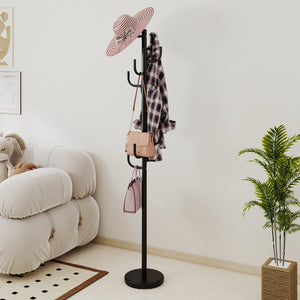Metal Coat Rack Stand with 8 Sturdy Hooks and Metal Base view 6