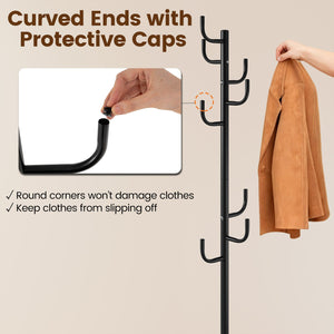 Metal Coat Rack Stand with 8 Sturdy Hooks and Metal Base view 9