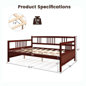 Daybed Frame with Guardrails Full Size-Brown view 4