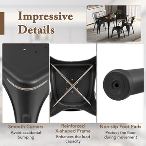 Metal Dining Chairs Set of 4 with Removable Backrest for Dining Room Restaurant Living Room-Black view 8