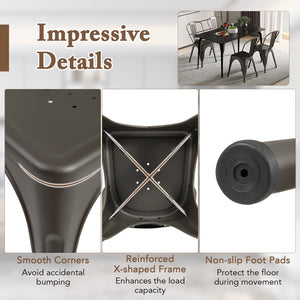 Metal Dining Chairs Set of 4 with Removable Backrest for Dining Room Restaurant Living Room-Gun view 8