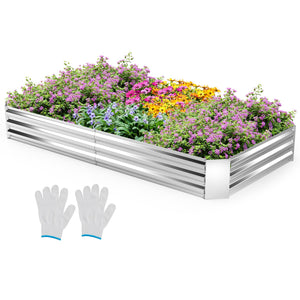 Metal Galvanized Raised Garden Bed with Open-Ended Base-8 x 4 ft