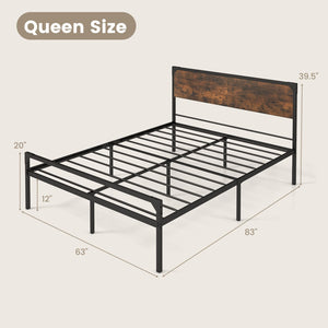 Platform Full/Queen Bed with Rustic Headboard and Footboard-Queen Size view 4