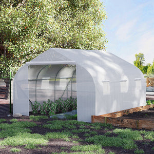 11.5'x9.8'x6.6' Portable Walk-In Tunnel Greenhouse Garden Warm House - White