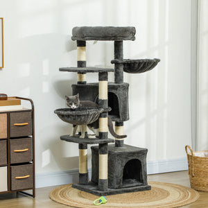 52.5" Cat Tree Tower with Scratching Posts, Cat Condos, Bed, Platforms, Hammocks, for Indoor Cats, Dark Grey – view 7