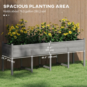 Wooden Raised Garden Bed Planter, Large Elevated Planter Box with Legs, Bed Liner and Drain Holes, Grey – view 3