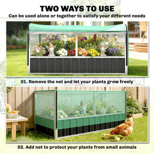 Raised Garden Bed, 5.7 x 3 x 2.3ft Steel Planter Box Outdoor with Cover, Gloves, Dark Grey – view 4