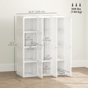 Portable Wardrobe, Foldable Plastic Closet with 8 Compartments, 2 Hanging Rods and Magnetic Clear Doors – view 9