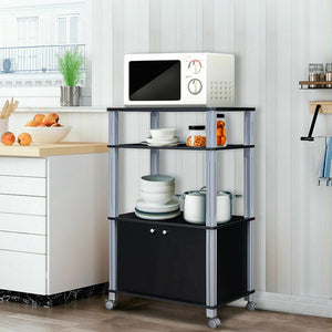 Microwave Rack Stand Rolling Storage Cart-Black view 2