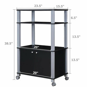 Microwave Rack Stand Rolling Storage Cart-Black view 4
