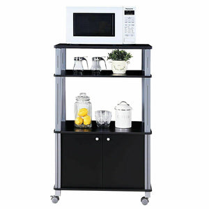 Microwave Rack Stand Rolling Storage Cart-Black view 5