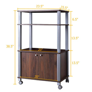 Microwave Rack Stand Rolling Storage Cart-Walnut view 4