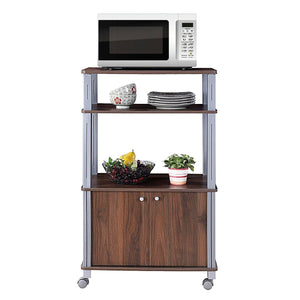 Microwave Rack Stand Rolling Storage Cart-Walnut view 6