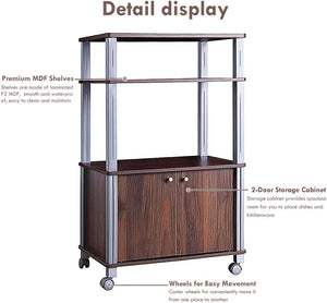Microwave Rack Stand Rolling Storage Cart-Walnut view 7