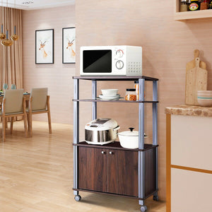 Microwave Rack Stand Rolling Storage Cart-Walnut view 8
