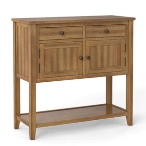 Mid-Century Console Table Wood Coffee Bar Buffet Sideboard with 2 Drawers-Walnut view 4