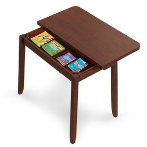 Mid Century Folding Dining Table for 4 People Extendable Kitchen Table with Hidden Storage-Brown view 4