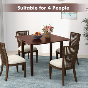 Mid Century Folding Dining Table for 4 People Extendable Kitchen Table with Hidden Storage-Brown view 6