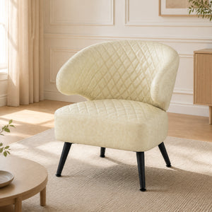 Mid Century Modern Accent Chair Comfy PU Leather Upholstered Armchair-White view 3