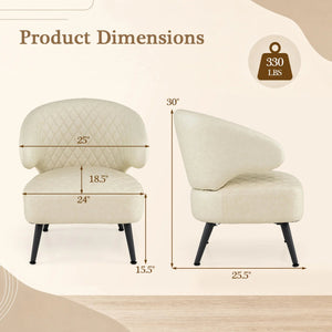 Mid Century Modern Accent Chair Comfy PU Leather Upholstered Armchair-White view 4