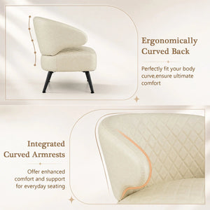 Mid Century Modern Accent Chair Comfy PU Leather Upholstered Armchair-White view 7