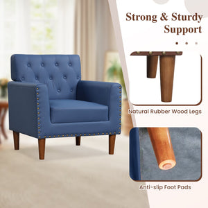 Mid Century Modern Accent Chair with Button Tufted Decoration and Rivets-Blue view 7